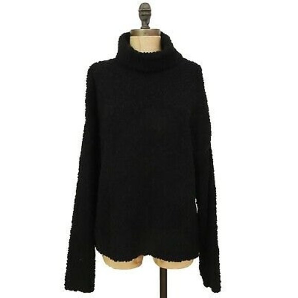 Bobeau Popcorn Turtleneck Sweater Top Size M L Textured Black NEW Tag B50 - Picture 2 of 5